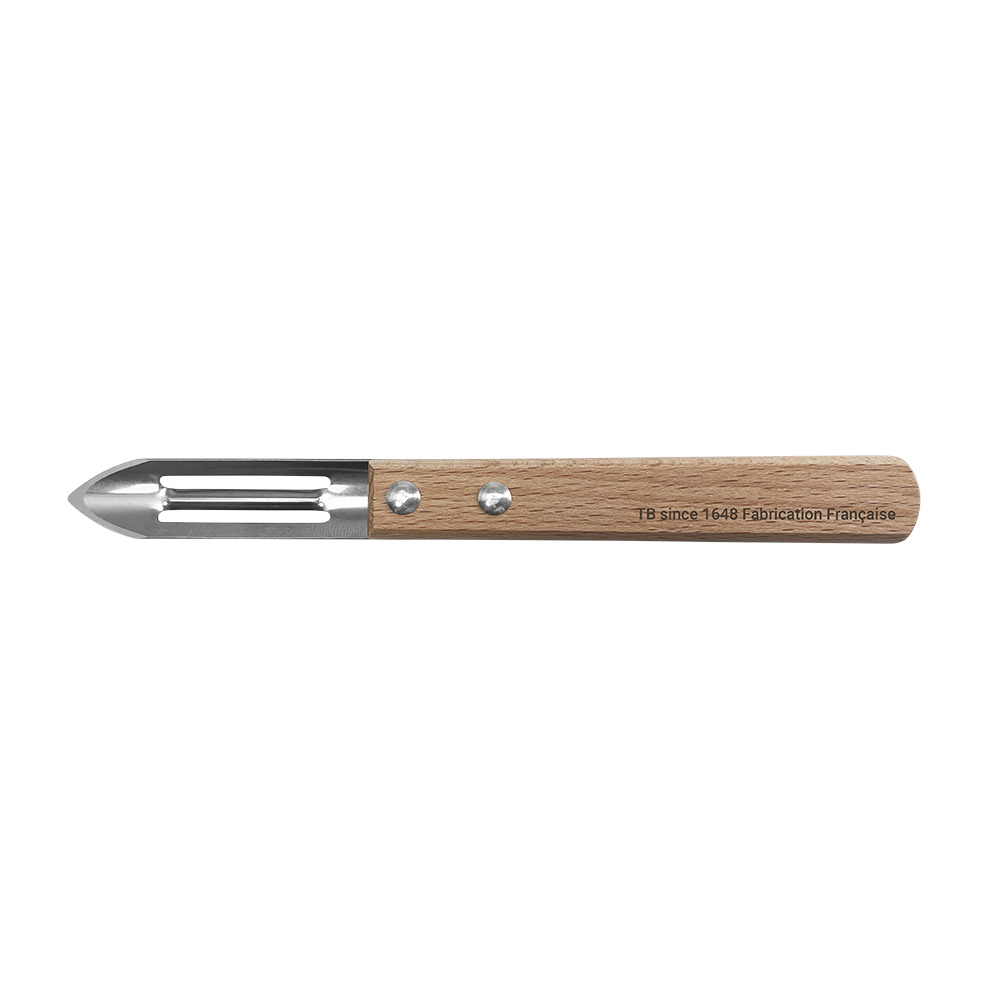 Stainless steel peeler with beech handle