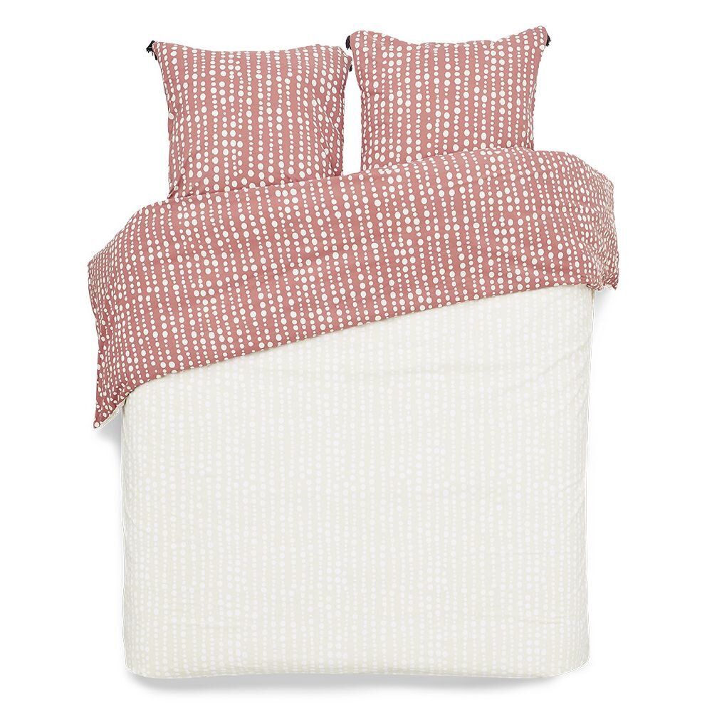 Double bed set 220x240cm reversible with patterns and pompoms