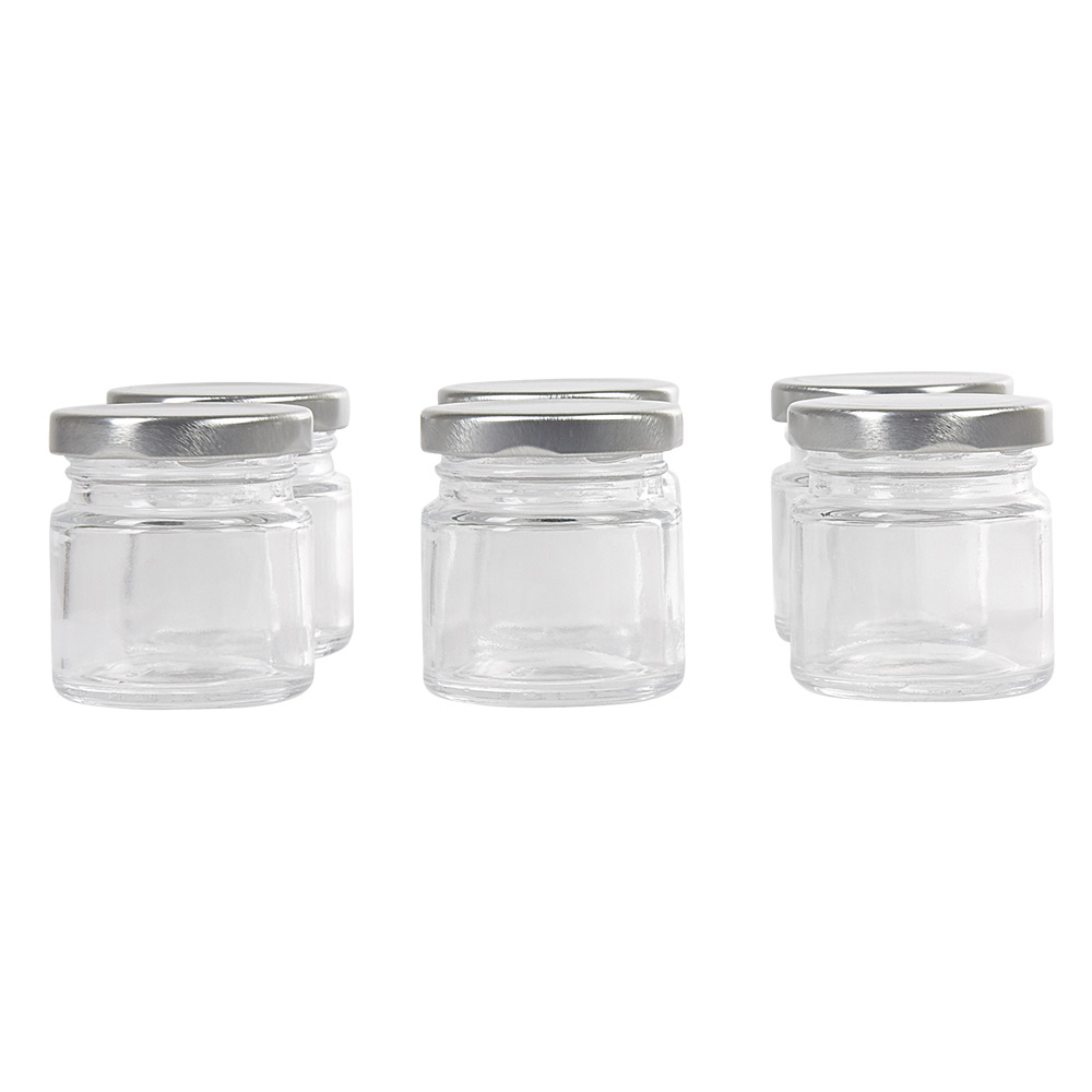 Glass candy jar with metal cap x6
