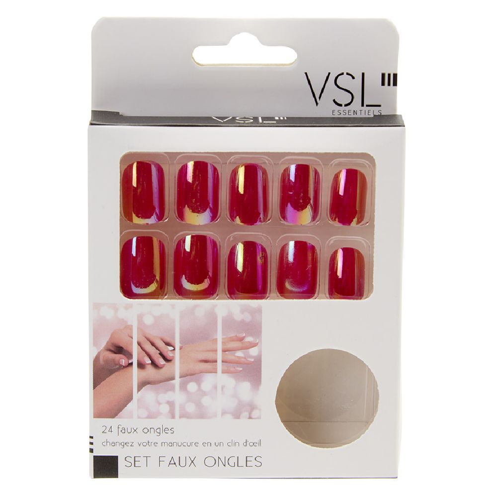 Dark Pink Mirror Effect Acrylic False Nail Kit