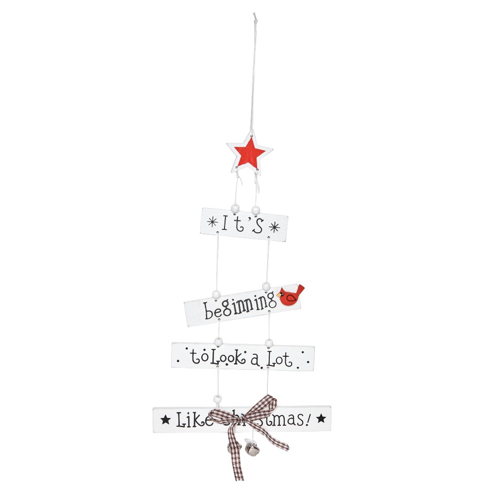 Wooden hanging tree decoration