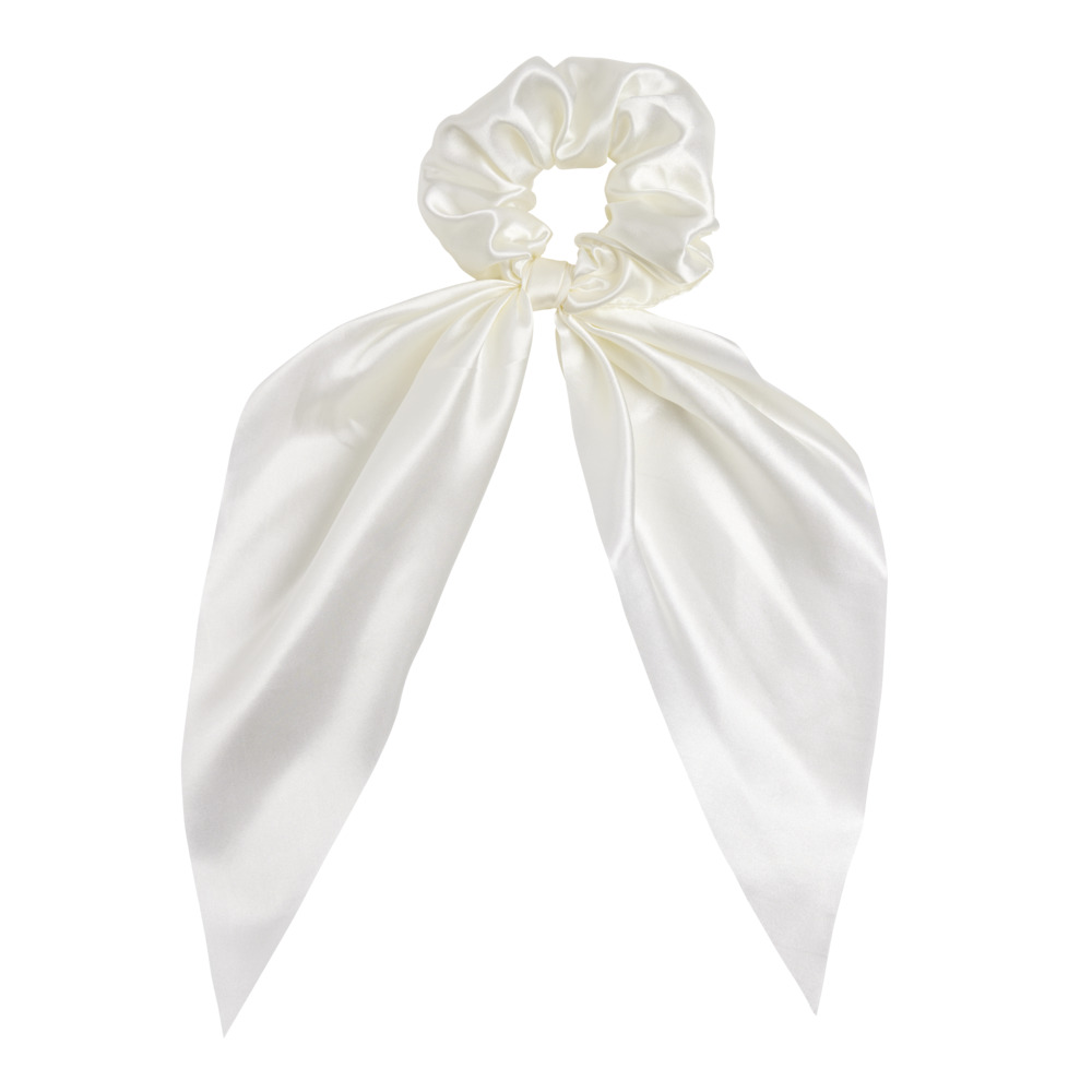 Beige satin scarf scrunchie