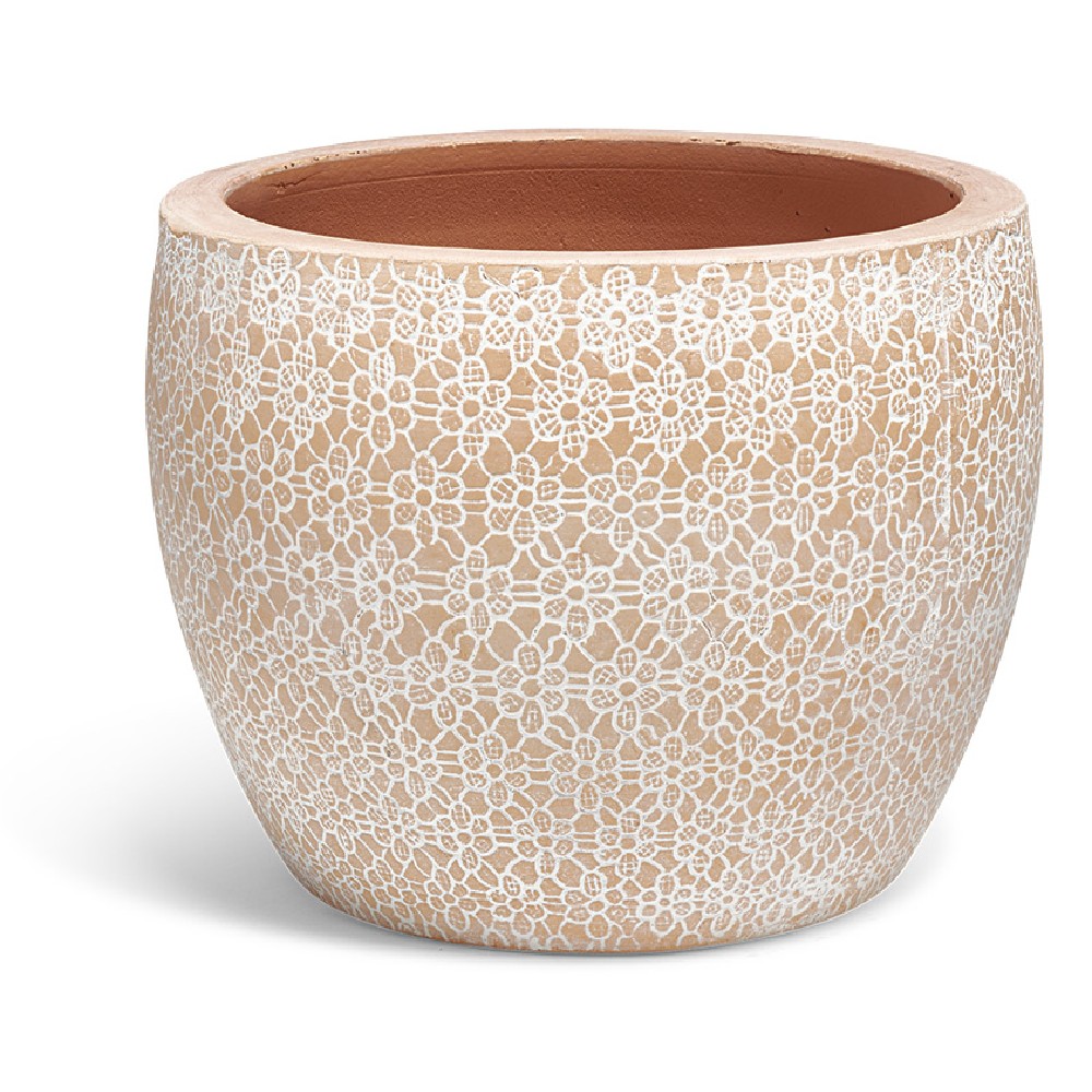 Small round terracotta flower pot