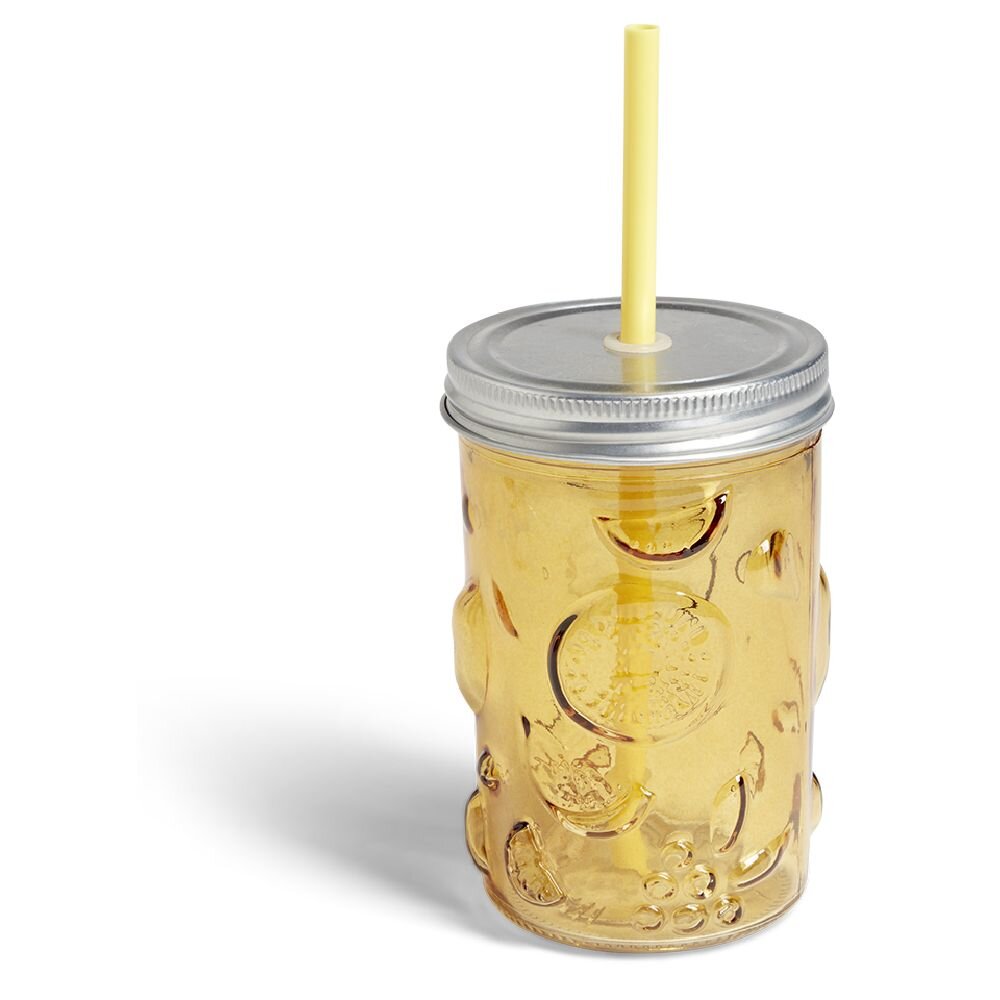 500ml glass cup with metal lid and straw - 3 colors