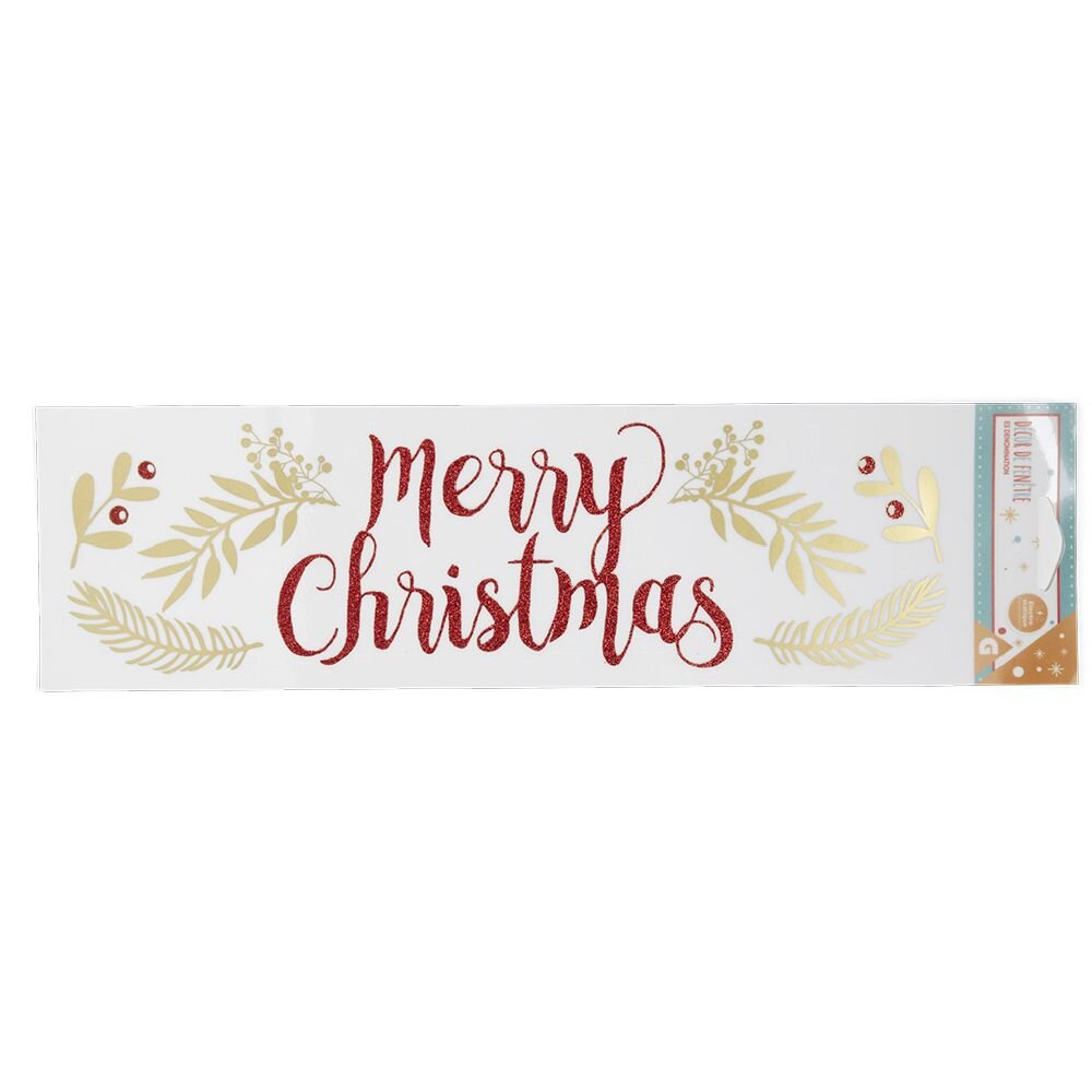 Merry Christmas red and gold electrostatic Christmas window decoration