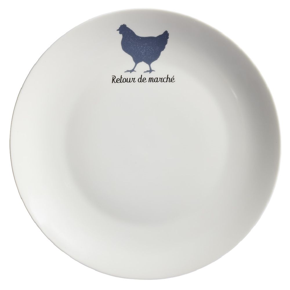 Beige flat plate with hen pattern