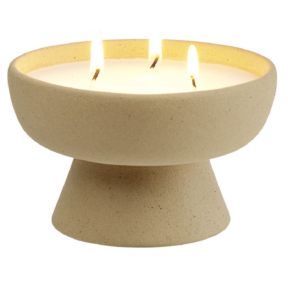 Beige ceramic candle Ø12.8xH7.5cm