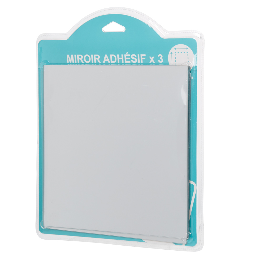 Adhesive square mirror x3