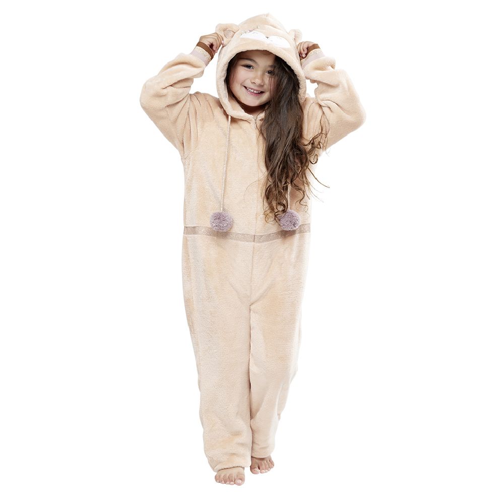 Beige fox pajama jumpsuit 6/8 years