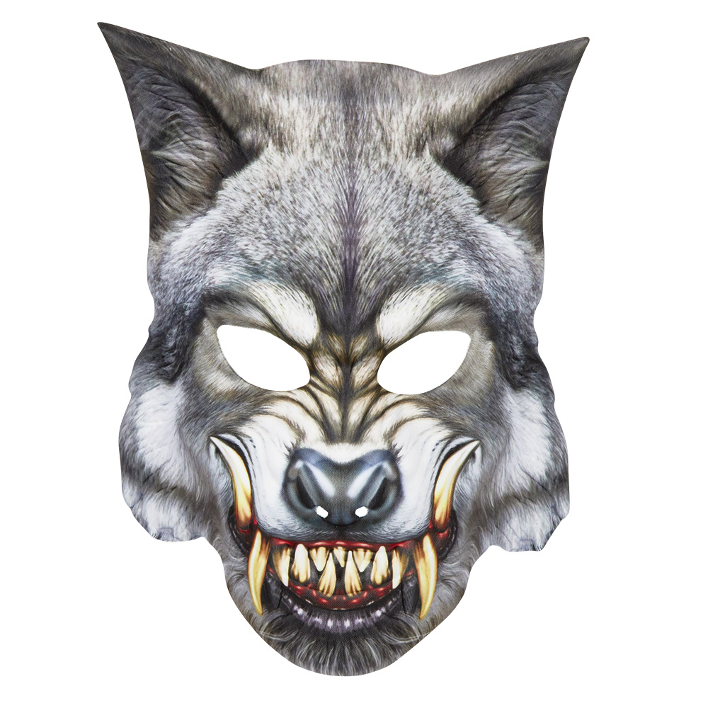 Black and gray animal wolf Halloween child mask
