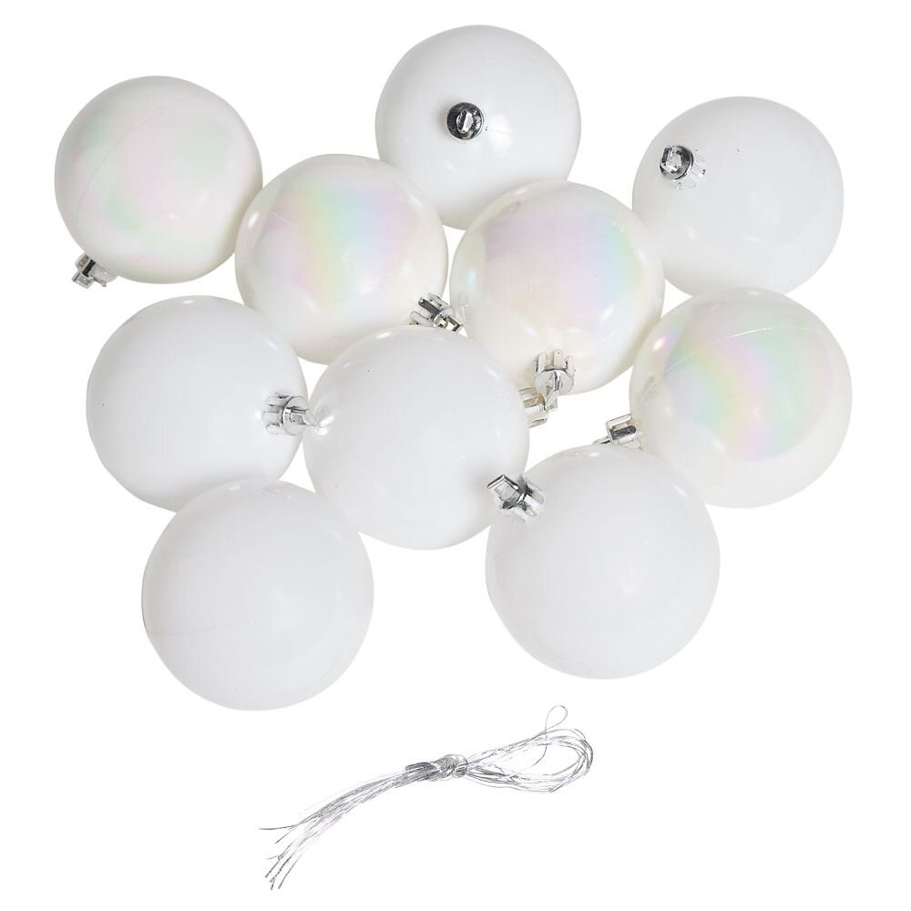 Shiny iridescent white Christmas ball Ø6cm x10