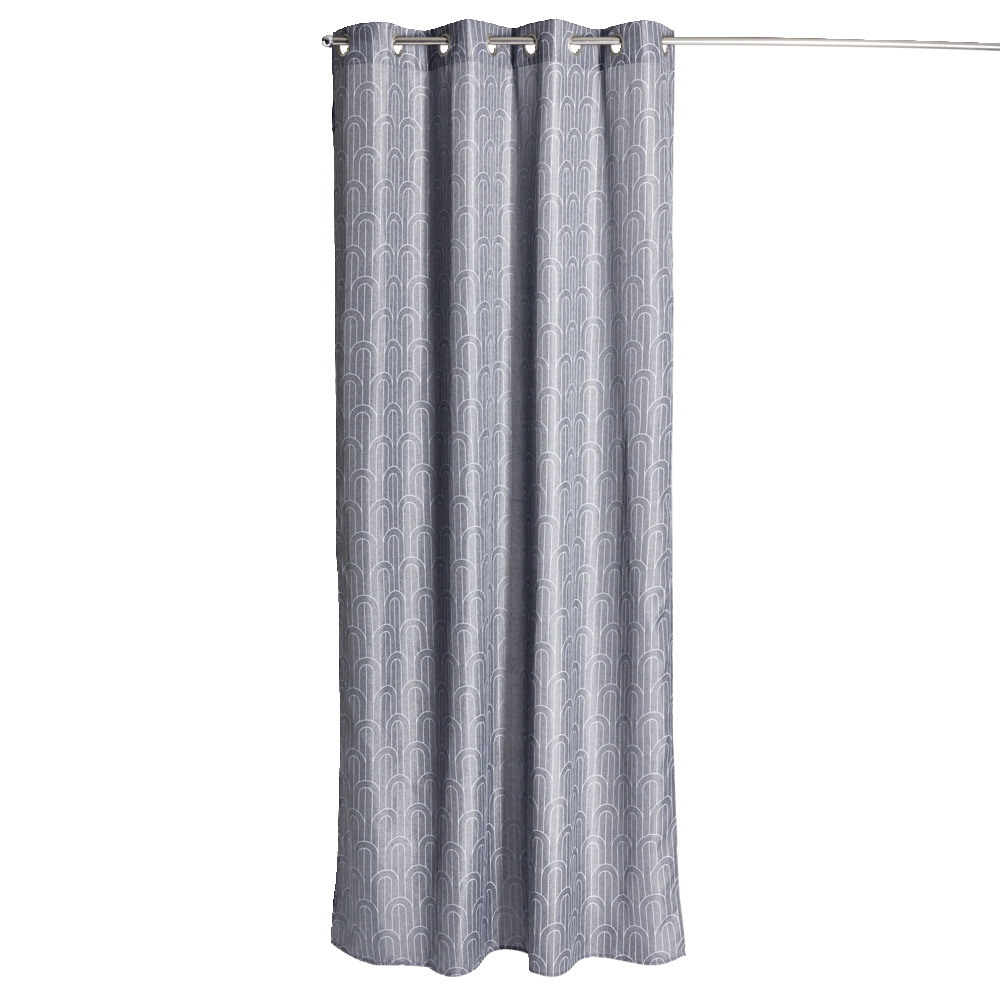 PERDE GRI ME EFEKT LINOJE DHE MODEL GJEOMETRIK TE BARDHE 140X240CM