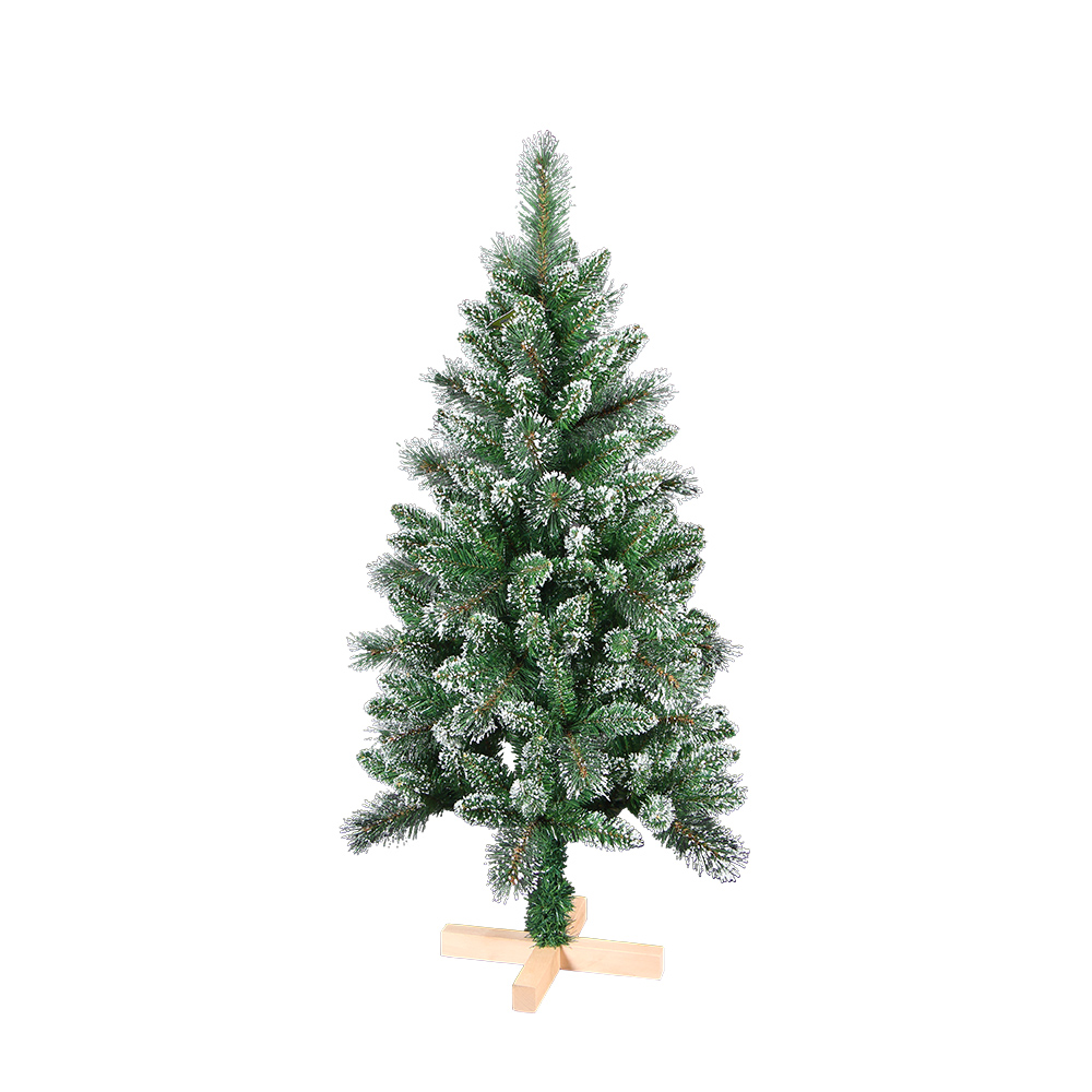 Artificial snow-effect fir tree with wooden base and 220 branches, Ø66 x H120 cm
