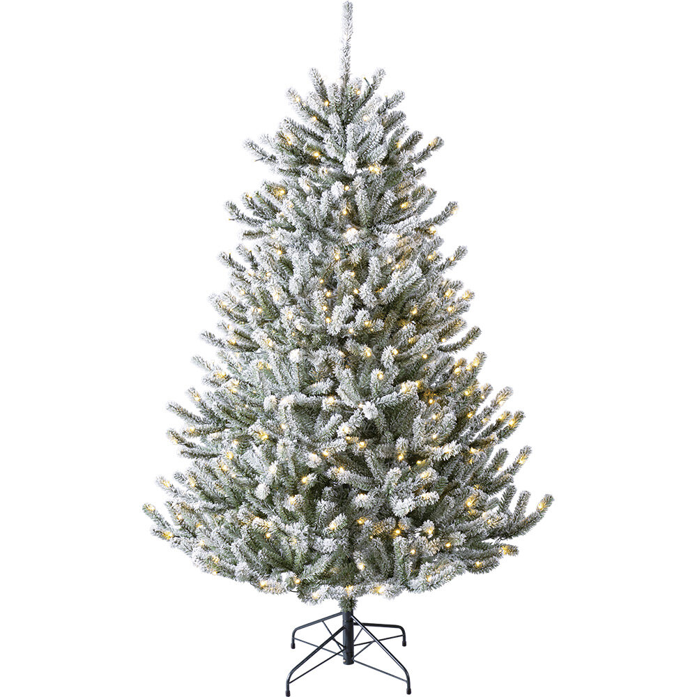 Artificial snow-covered tree with lights, 930 branches, Ø119xH180cm