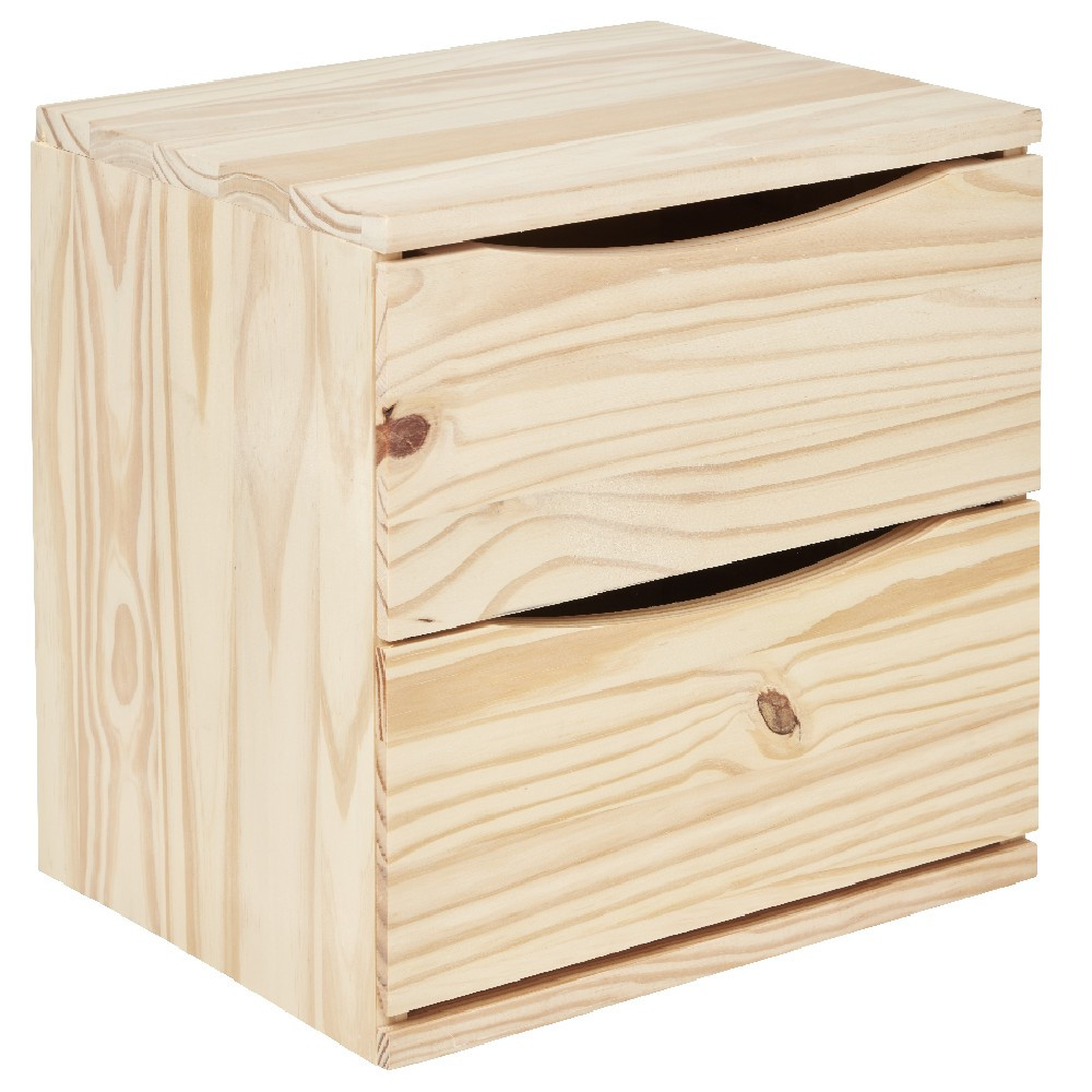 2-drawer storage cube in natural pine