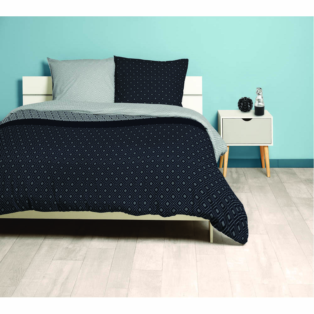 Bedding set duvet cover pillowcases diamond gray black