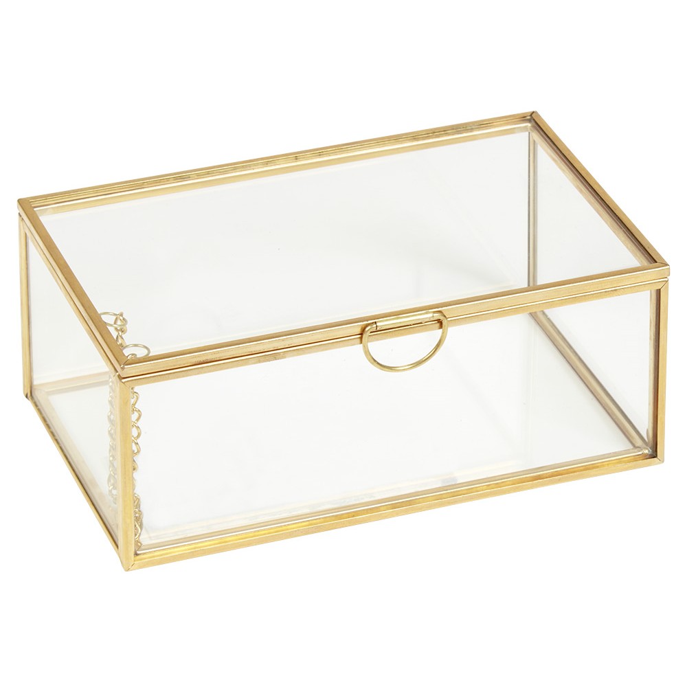 Glass and brass storage box