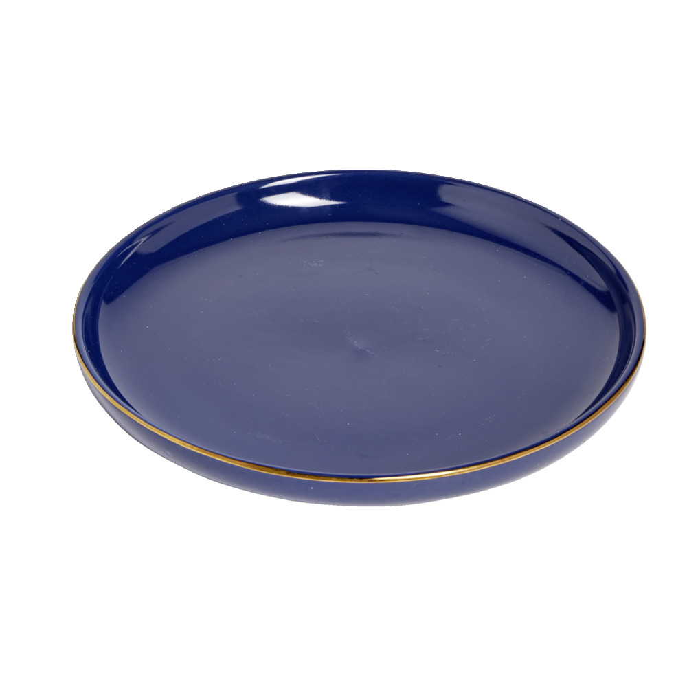 Blue dessert plate with gold border Ø20cm