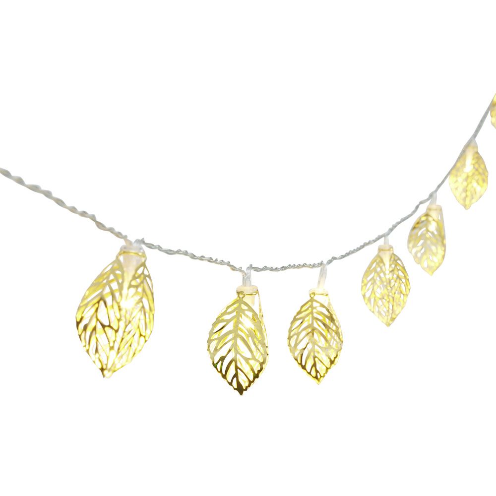 10 LED warm white gold leaf light garland 1.8m