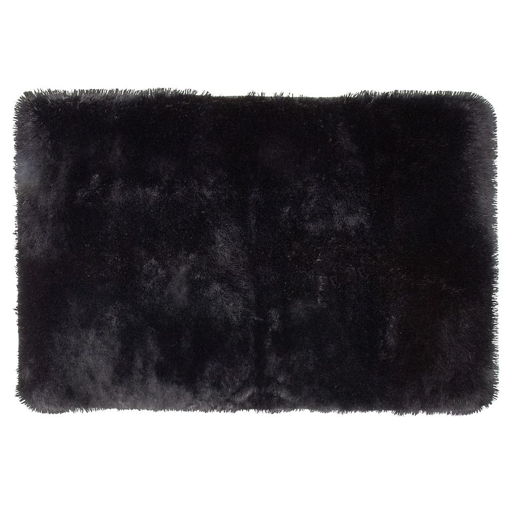 Black shaggy rectangular rug L90X130 cm