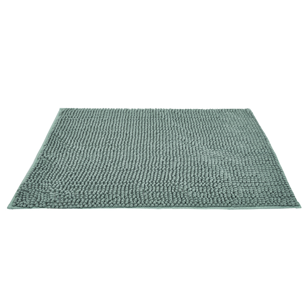 Green chenille bathroom mat 80x50 cm