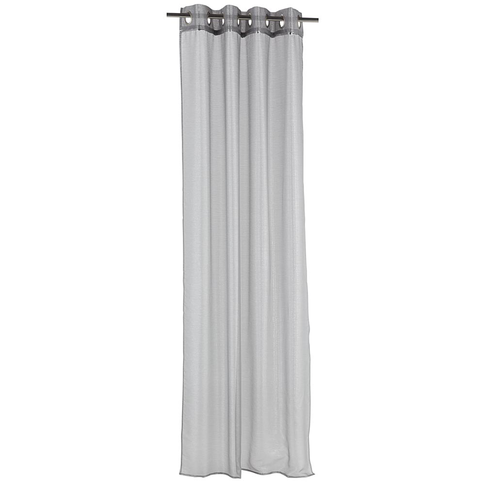 Grey eyelet curtain with shiny silver thread effect 140x240 cm