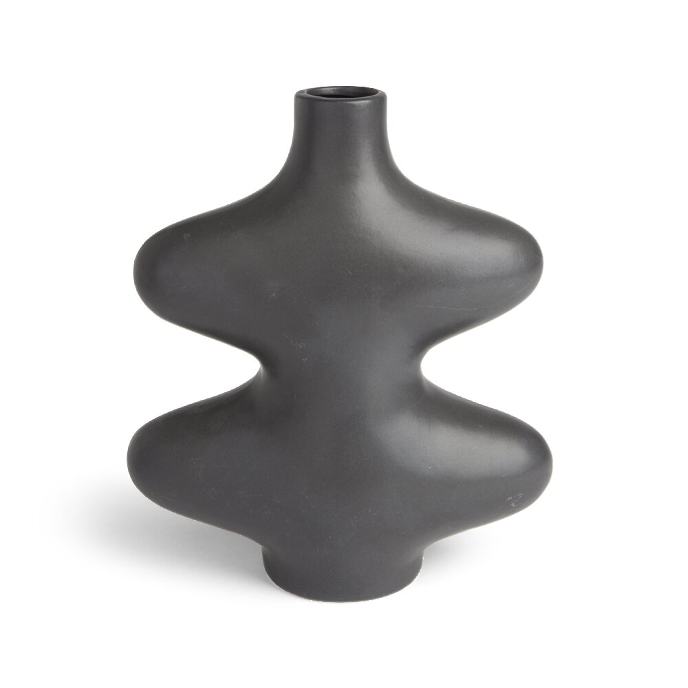 Black ceramic organic shape vase L15x7xH18cm