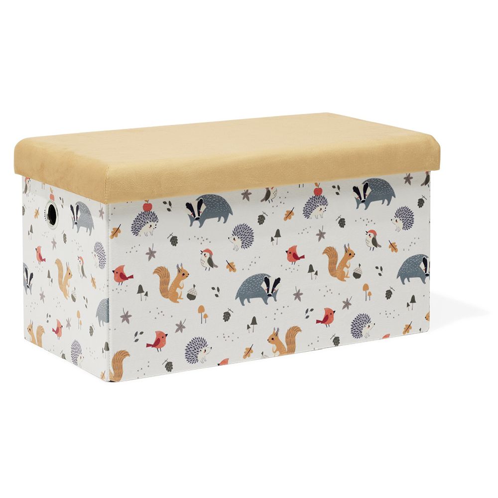 Clara children's storage bench with orange forest animals - L60xD32xH32 cm