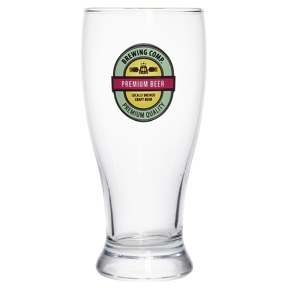 Clear beer glass with Premium Beer inscription 56.5cl - Ø9.5xH20cm