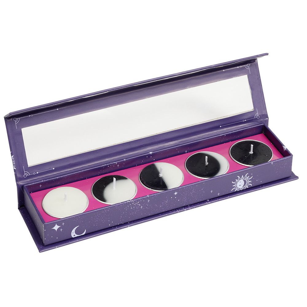 Box of 5 moon cycle candles 24x25cm