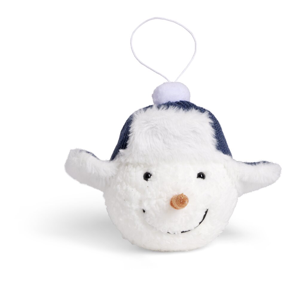 White furry snowman Christmas ball Ø12cm