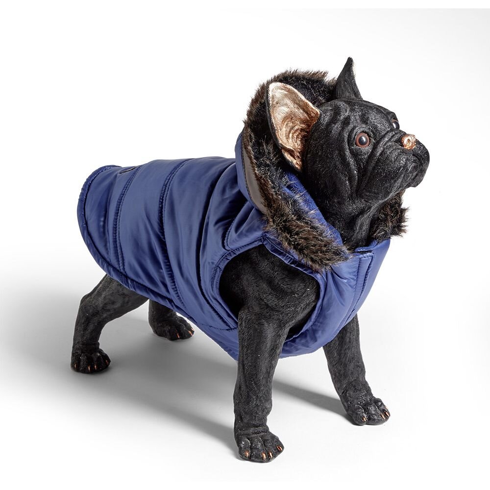 Blue fur hooded dog jacket - Size M