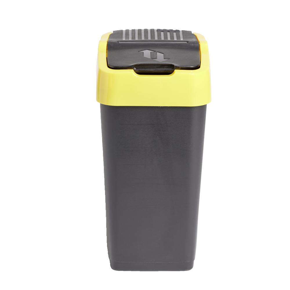 18L plastic sorting bin, yellow and black plastic