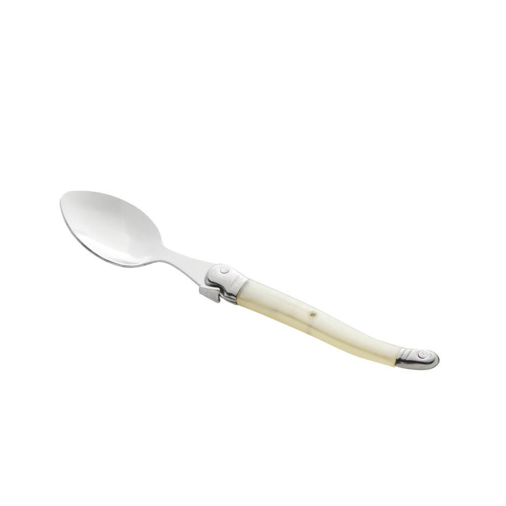 Laguiole stainless steel coffee spoon with ivory ABS handle