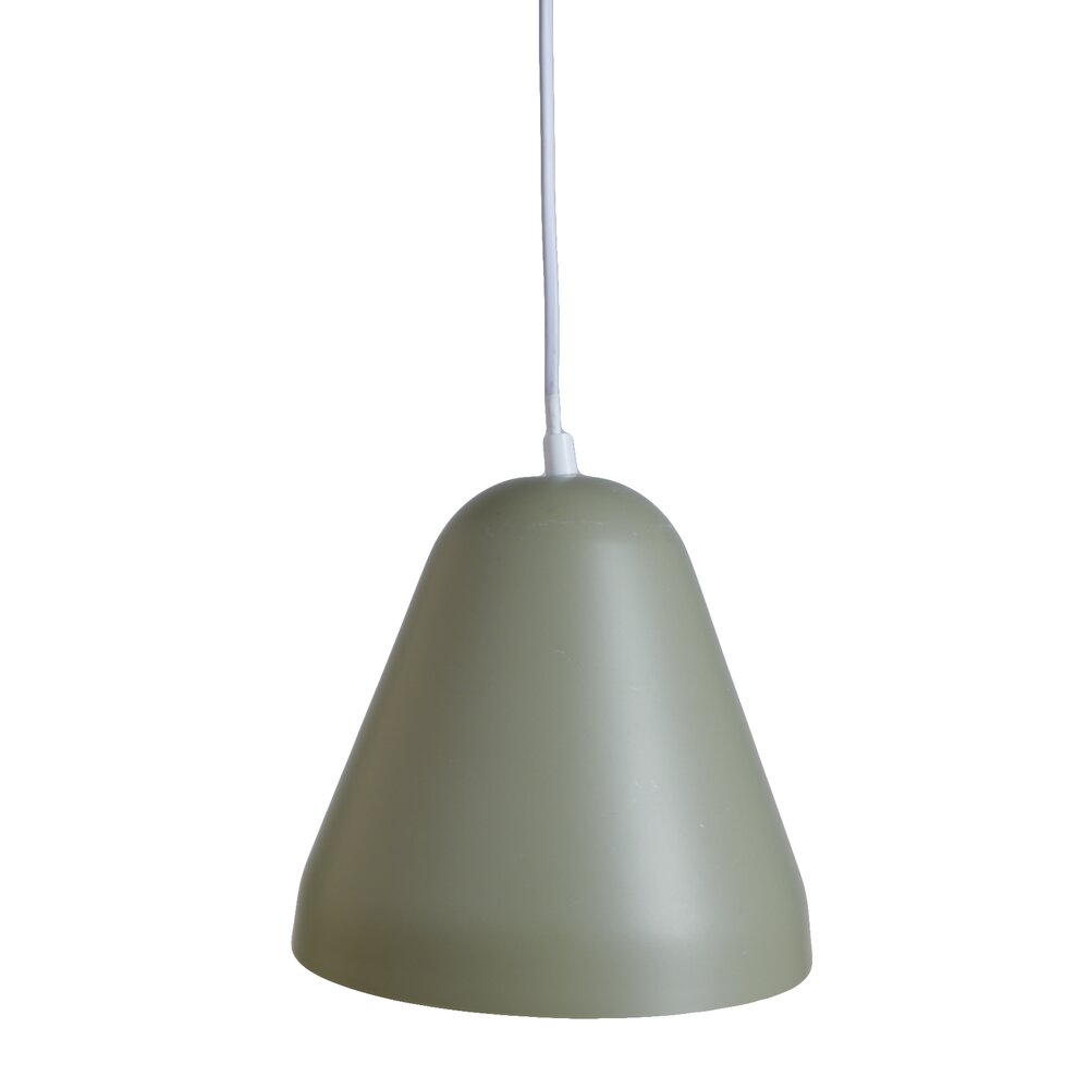 Green metal and plastic cone pendant light Ø28xH26cm