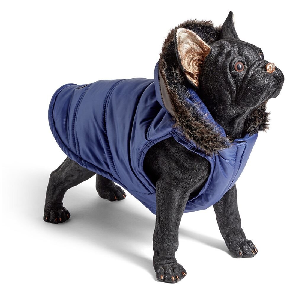 Blue fur hooded dog jacket - Size XL