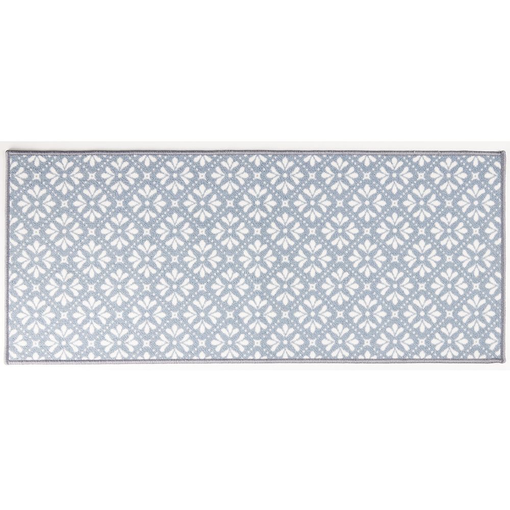 Blue printed latex kitchen mat 120x50 cm