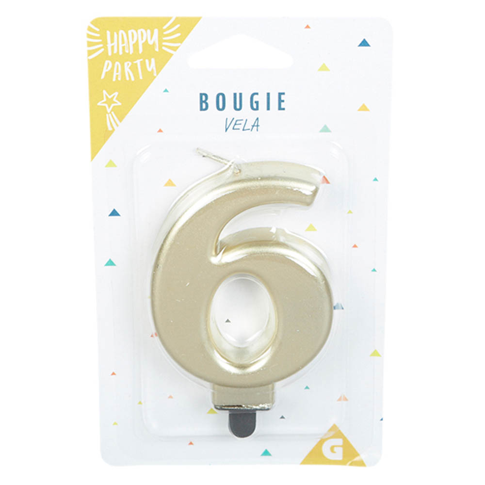 Birthday candle number 6 matte gold
