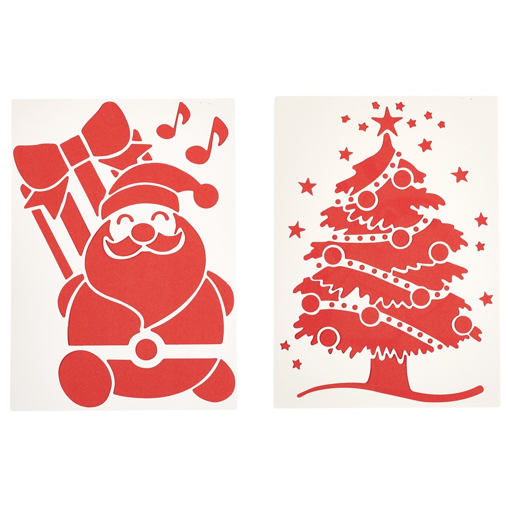 Christmas tree and Santa Claus stencil