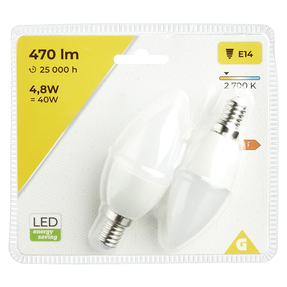 E14 C35 LED bulb 470lms x2