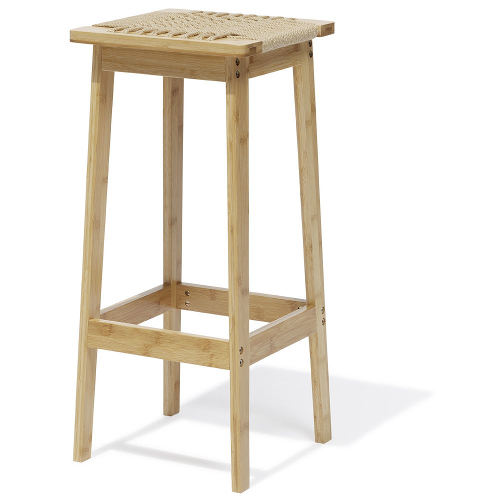 Baïa natural bamboo stool - L32xD32xH72 cm