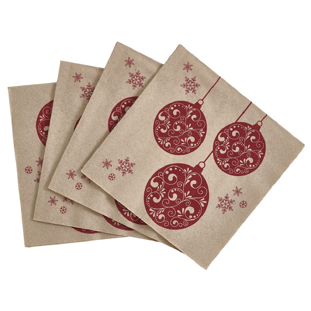 Beige and red disposable napkins x20