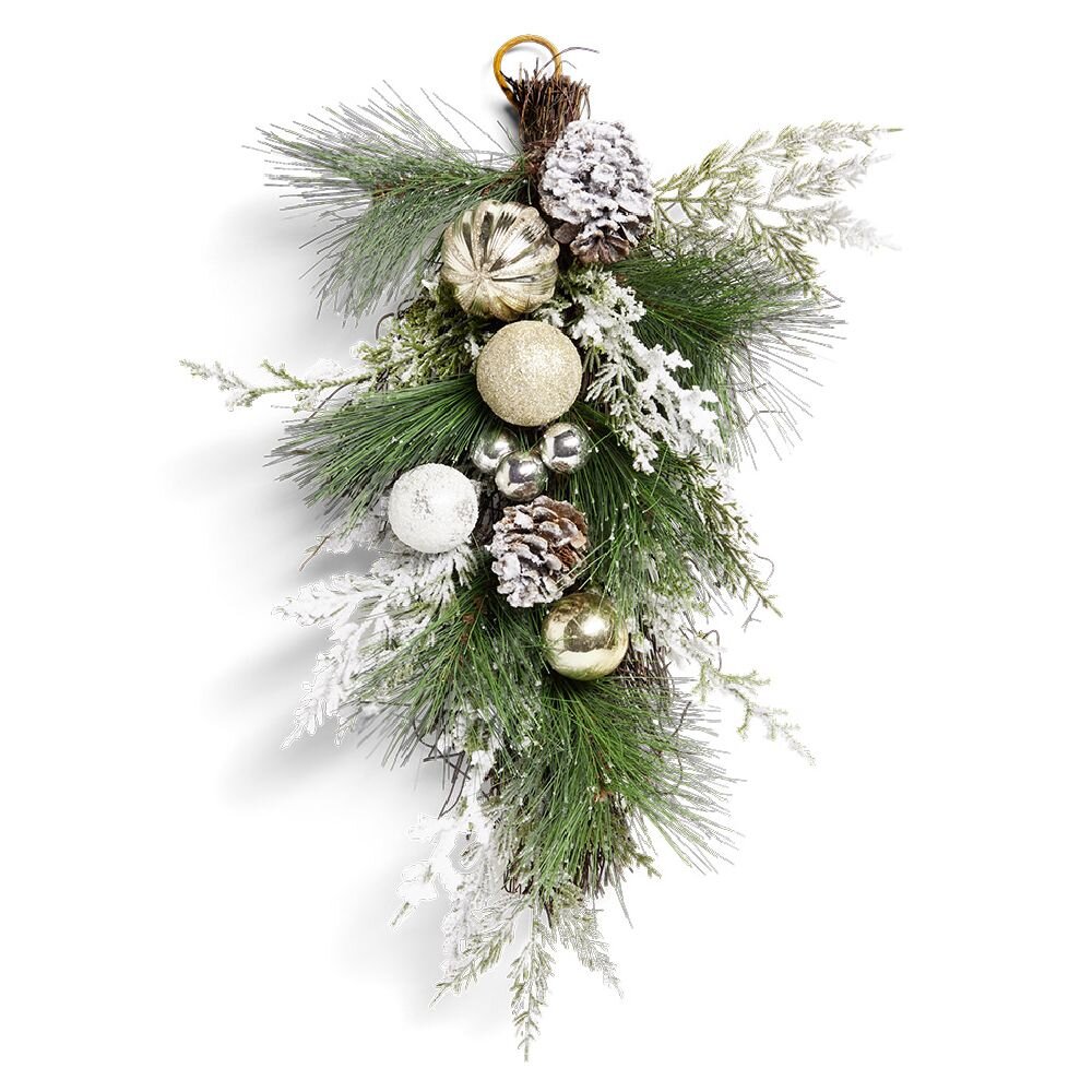 DEKORATË E KRISHTLINDJEVE ME AR DHE JESHILE PËR TË VARUR OSE VENDOSUR H50CM