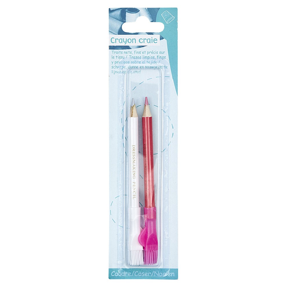 2 pink and white chalk pencils
