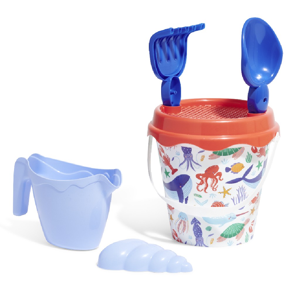 Beach bucket with marine motif Ø18xH29.5cm