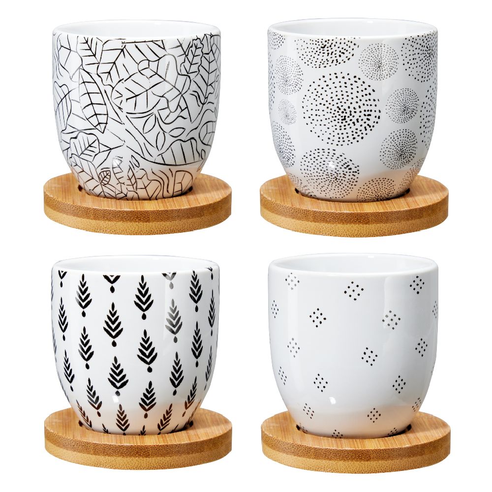 Coffee cup with wooden saucer x4