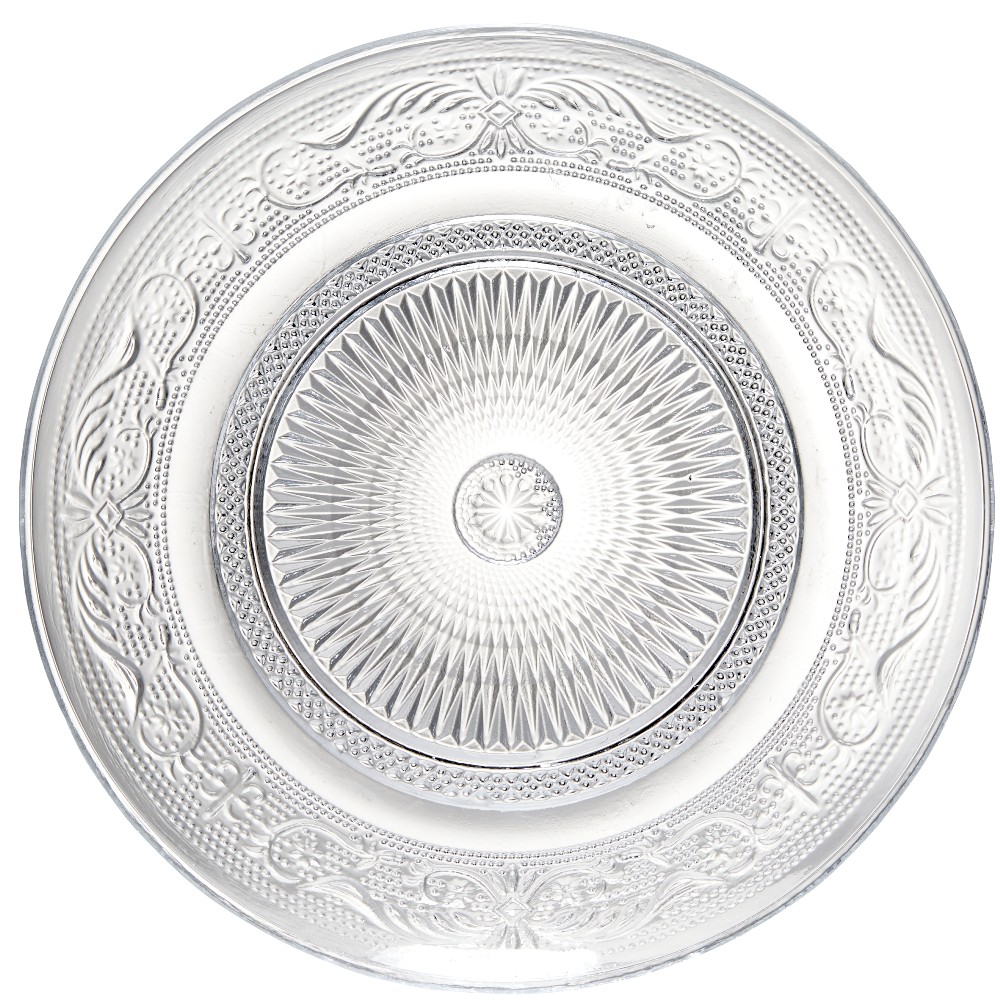 Round transparent chiseled dessert plate