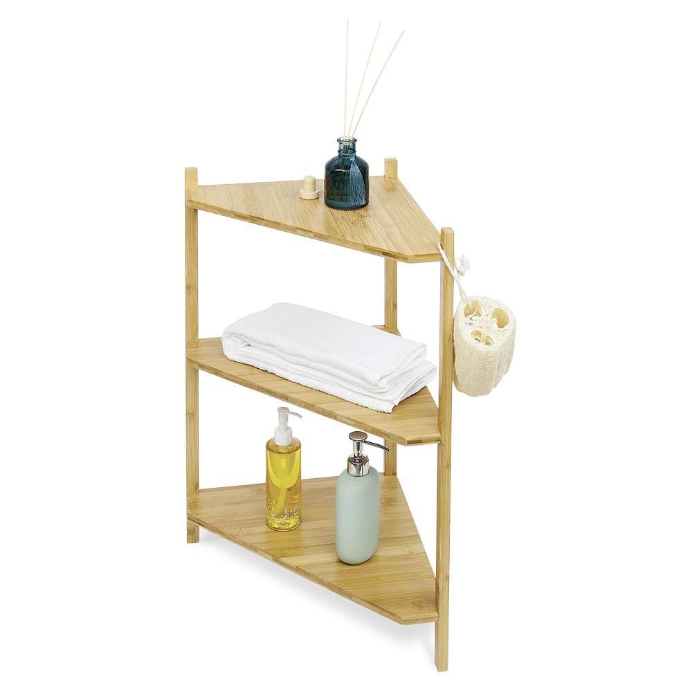 3-tier bamboo corner shelf