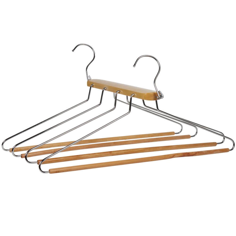 4-in-1 space-saving wooden hanger L42 x W41 cm