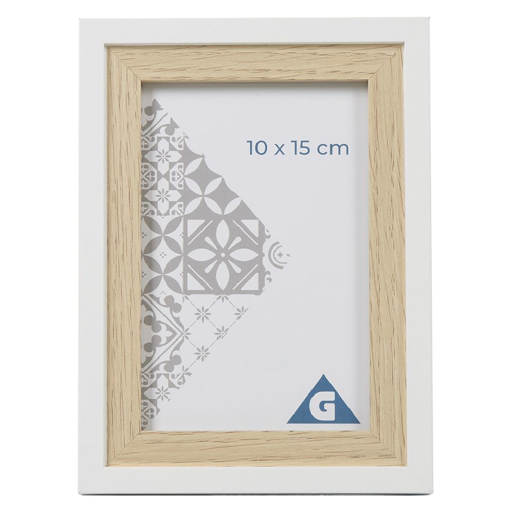 Natural white wood photo frame 14x19cm for 10x15cm photo